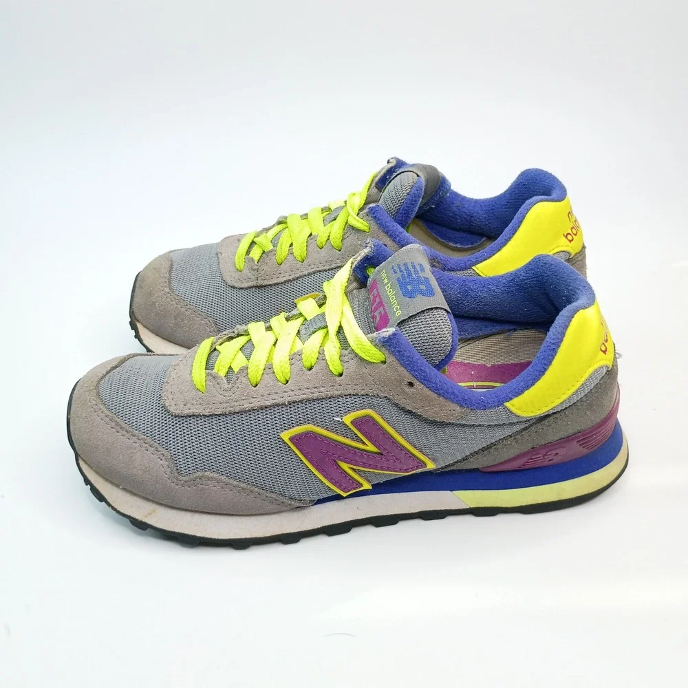 New Balance‎ 515 Kids Shoes Grey Purple Yellow Blue Sneakers WL515GP Size 5.5 US